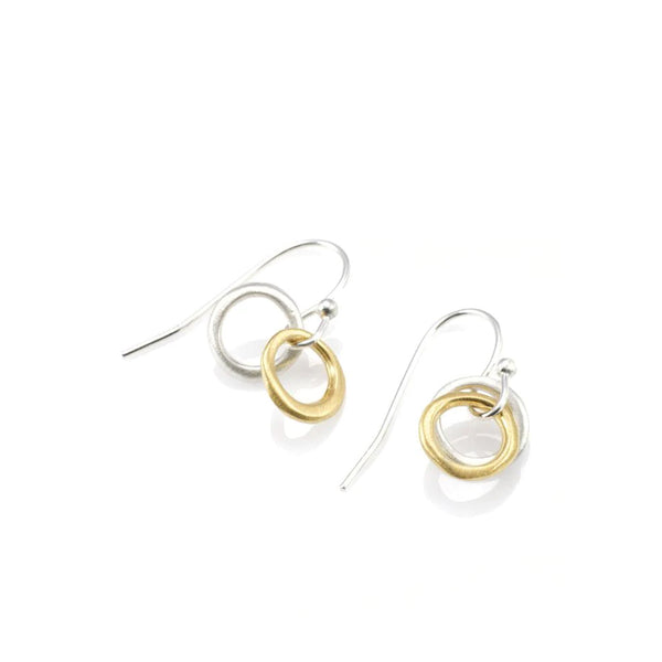 Philippa Roberts earrings with small silver and gold vermeil rings