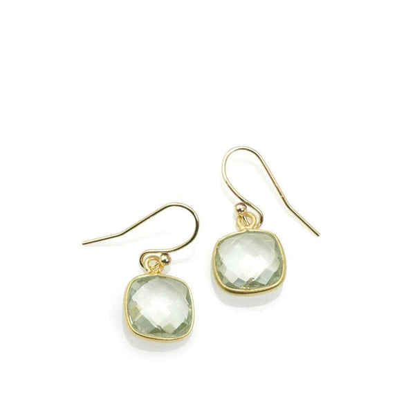 Philippa Roberts square faceted green amethyst earrings