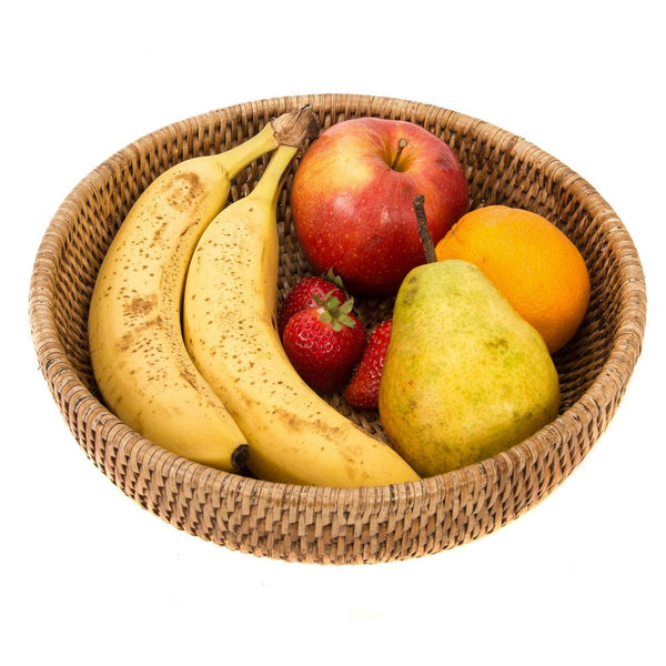 Woven rattan shallow round basket - Terrestra