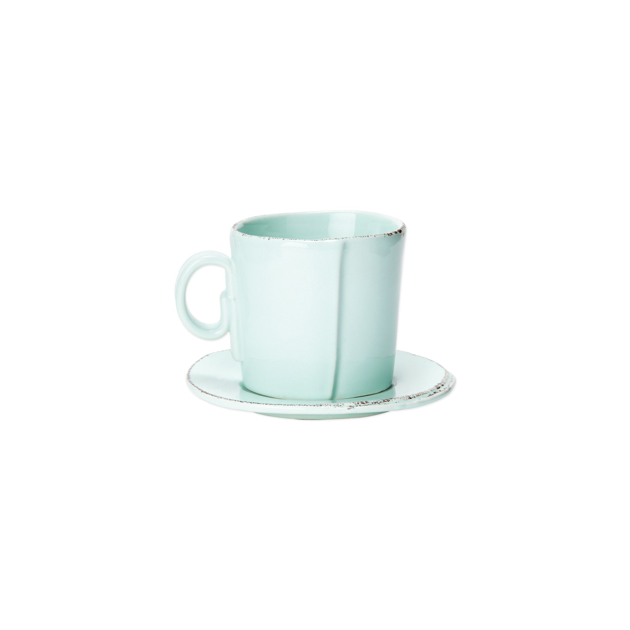Ceramic Cup W rectangular Saucer and Spoon Tea Mug W Spoon and Tray  Green-4oz