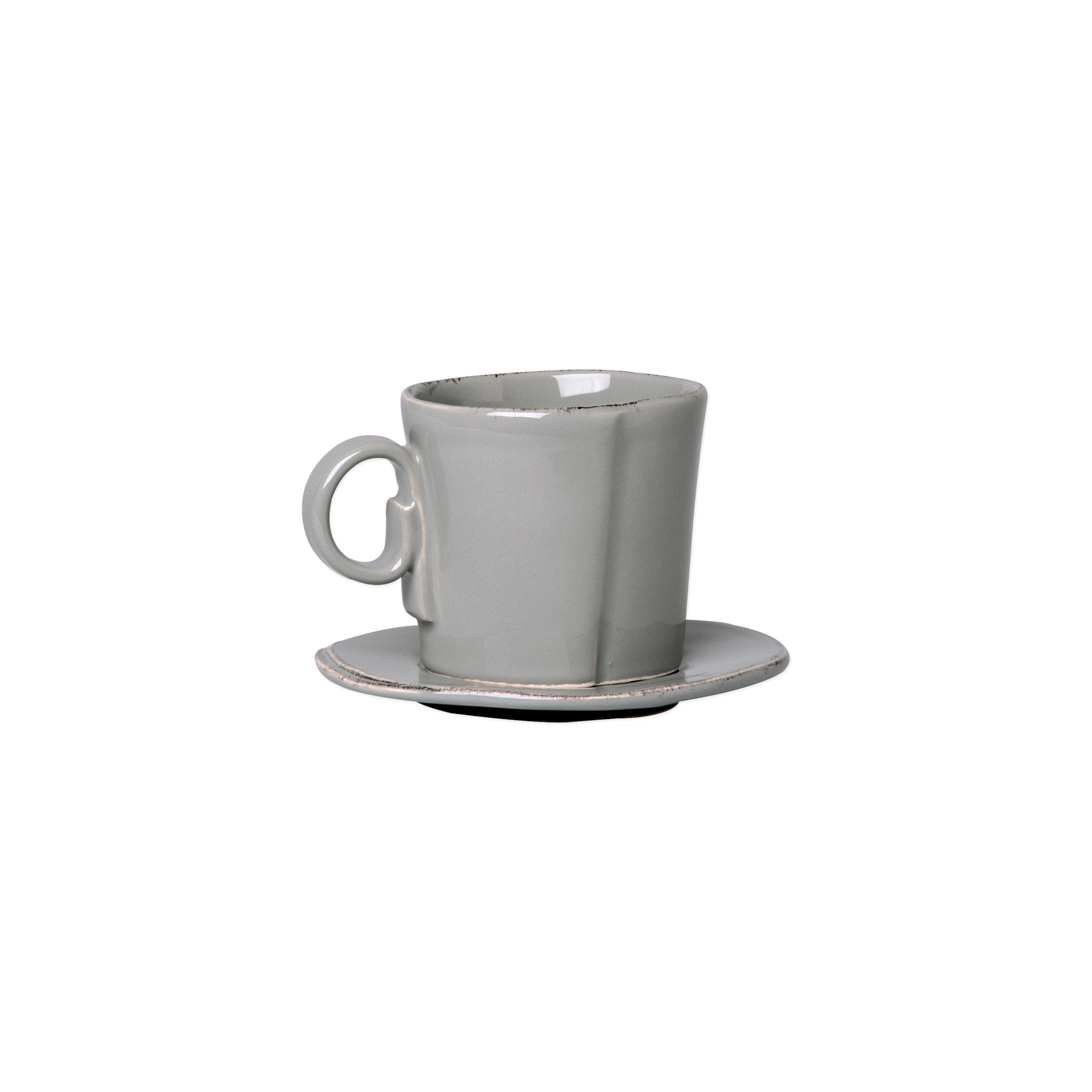 Vietri Lastra Espresso Cup & Saucer - Light Gray