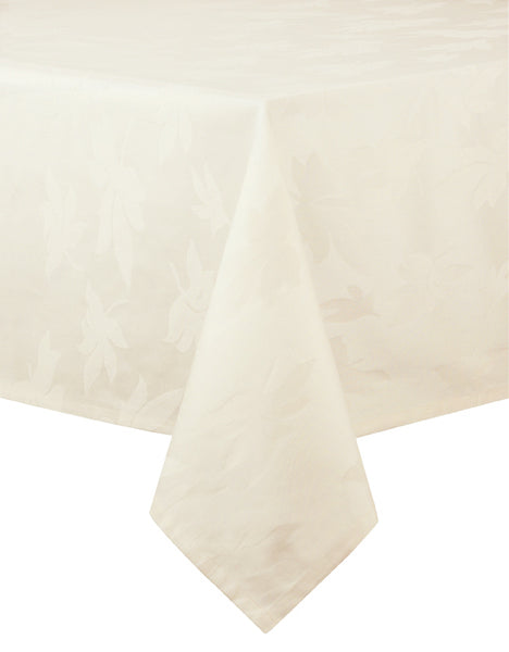 Bodrum Leaves cotton damask tablecloths, in-store