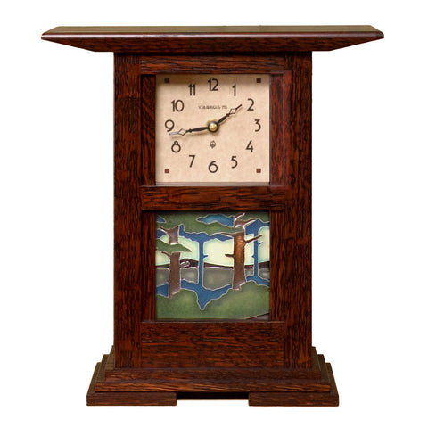 Prairie style clock with Motawi tile inset