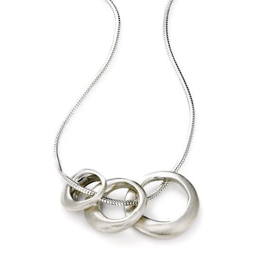 Philippa Roberts silver necklace with three graduated rings