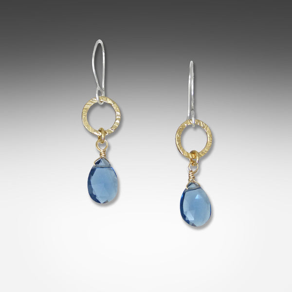 Suzanne Q Evon kyanite earrings on small hammered hoop