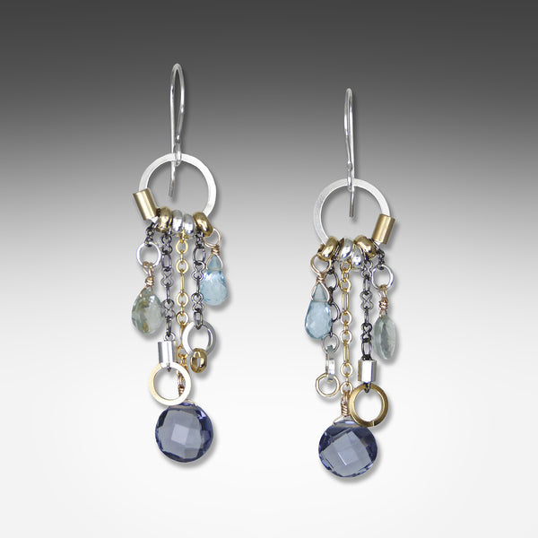 Suzanne Q Evon long drop multi-hue iolite earrings