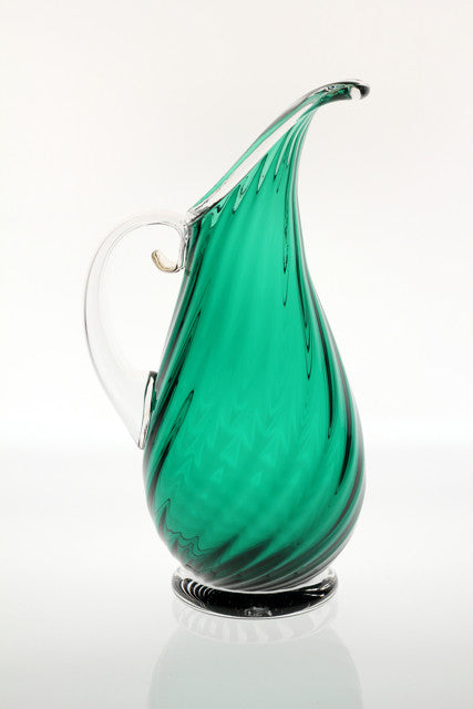 Mid Century Emerald Green Art Glass Carafe or Pitcher