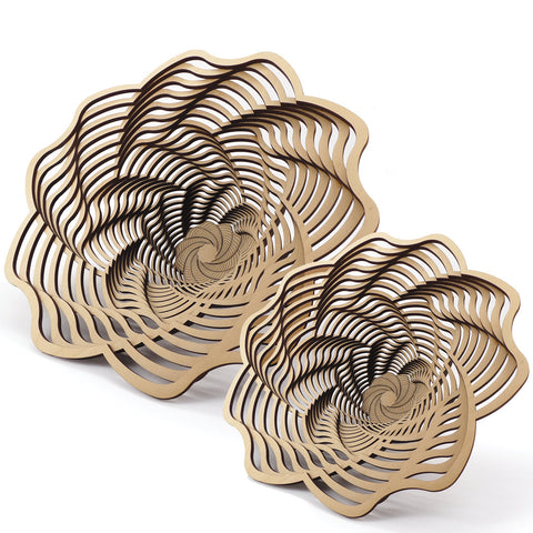 Laser-cut birch wood baskets