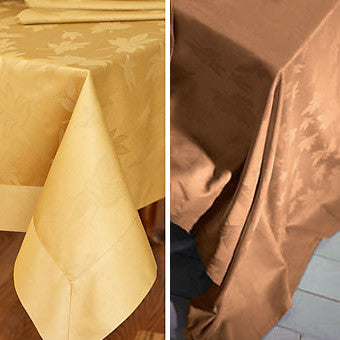 Bodrum Leaves cotton damask tablecloths, in-store