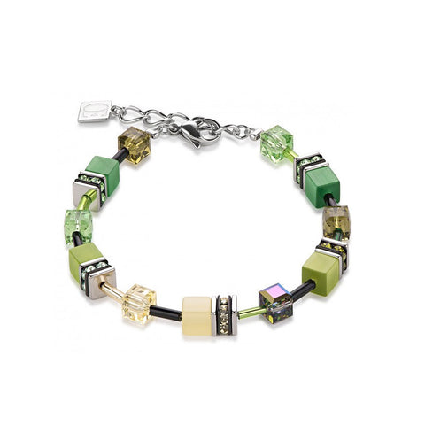 Coeur de Lion Cat Eye multi-green cubes and crystals bracelet