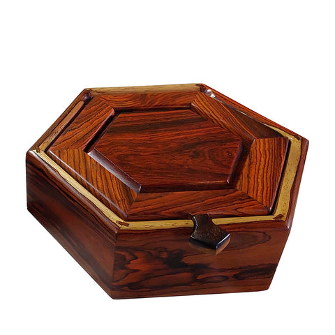 Handcrafted cocobolo wood hexagonal box