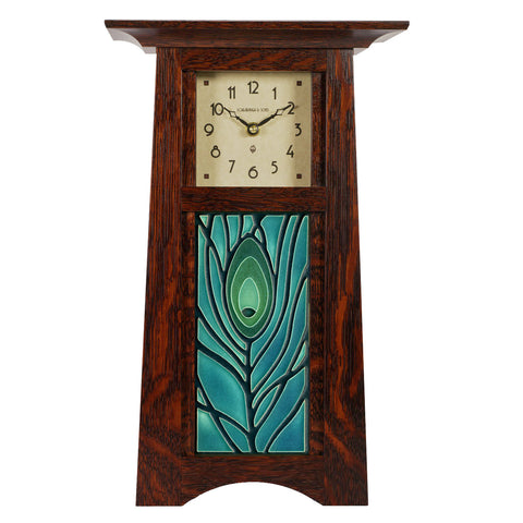 Tall Craftsman clock with Motawi tile inset