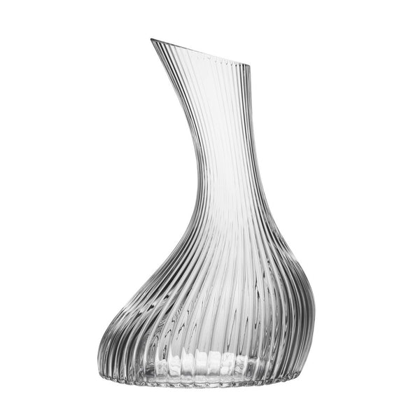 Etched line wine carafe in lead-free crystal