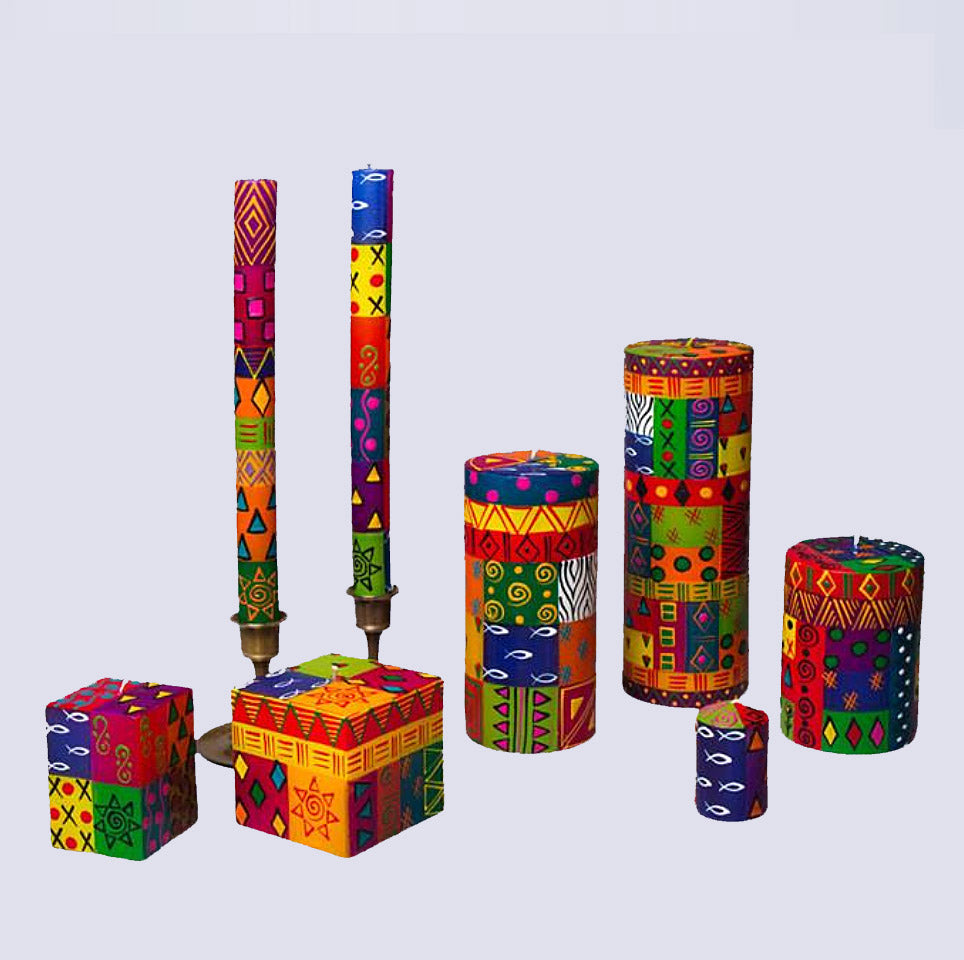 South African Desert Rose hand-painted dripless candles 3" x 4" pillar South African Desert Rose hand-painted dripless candles 3" x 4" pillar