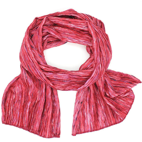 Crinkle knit soft scarf, cherry pink