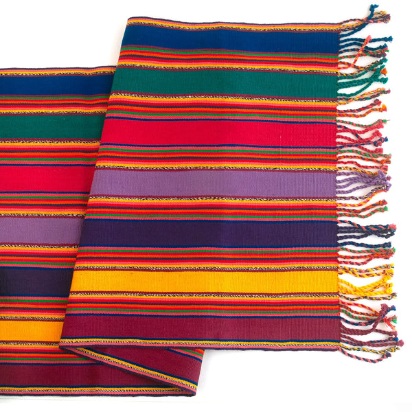 Colorful handwoven cotton table runner, fiesta multi