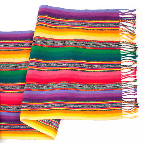 Colorful handwoven cotton table runner, gradient multi