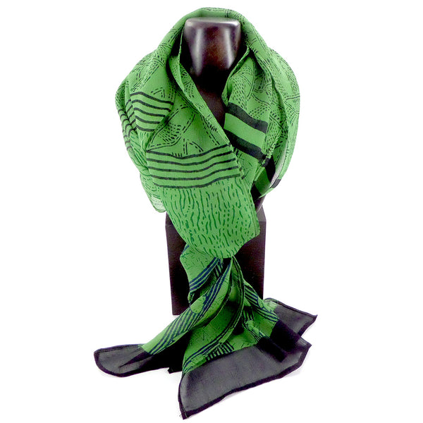Summer weight silk chiffon scarf, green