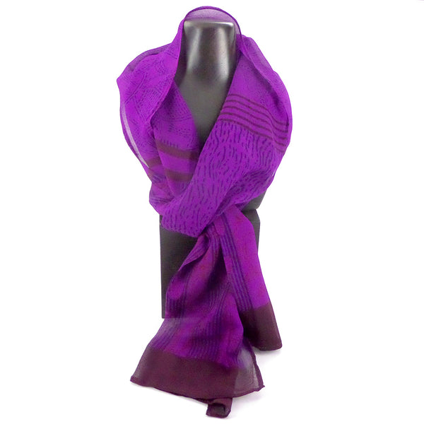 Summer weight silk chiffon scarf, purple
