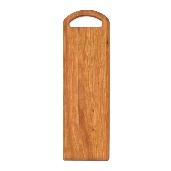 Large cherry wood serving board with oval handle