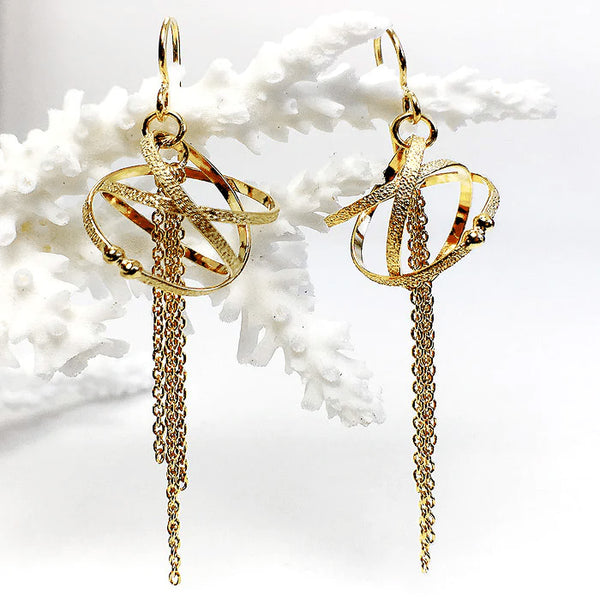 Kathleen Maley gold vermeil Mobius earrings with tassels