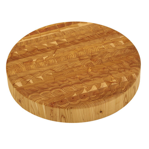 Larch wood professional chef's round board, large