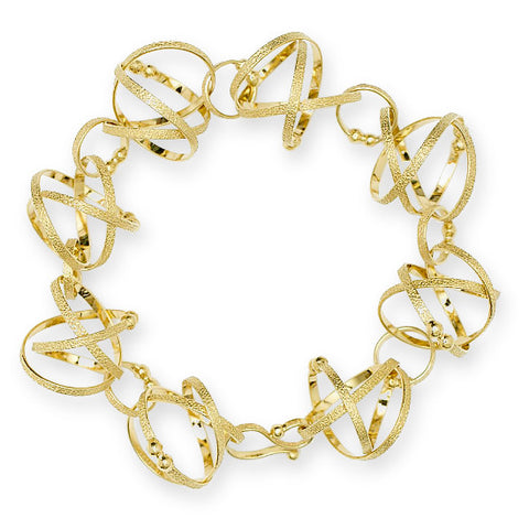 Kathleen Maley silver and gold vermeil small Mobius charms bracelet