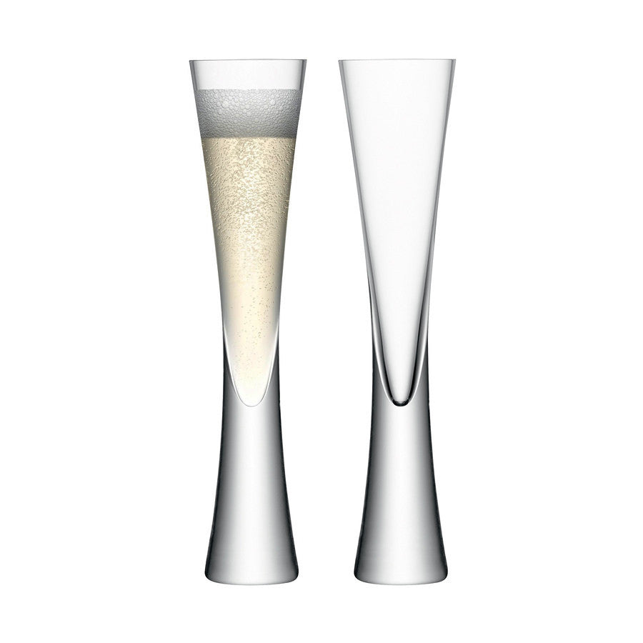 Solid curved stem champagne flutes, set of 2 - Terrestra