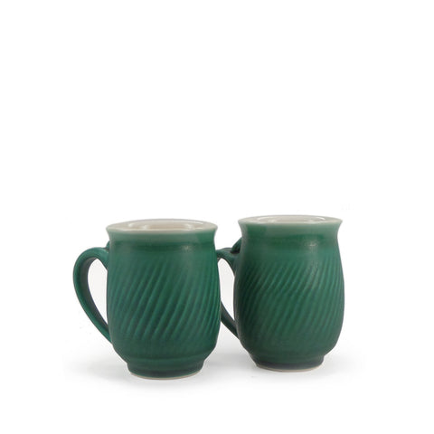Handcrafted porcelain chatter mugs, set of 2