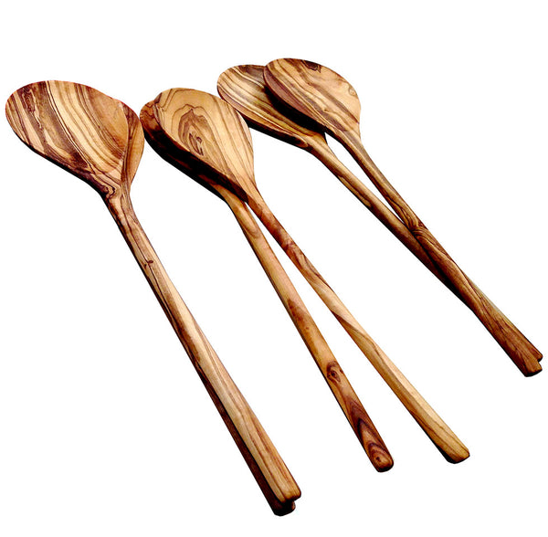 Olive wood long salad servers