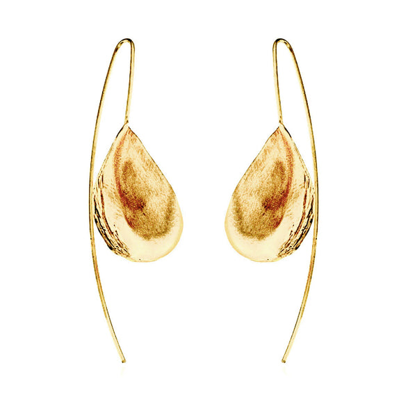Satin-finish gold vermeil oyster shell drop earrings