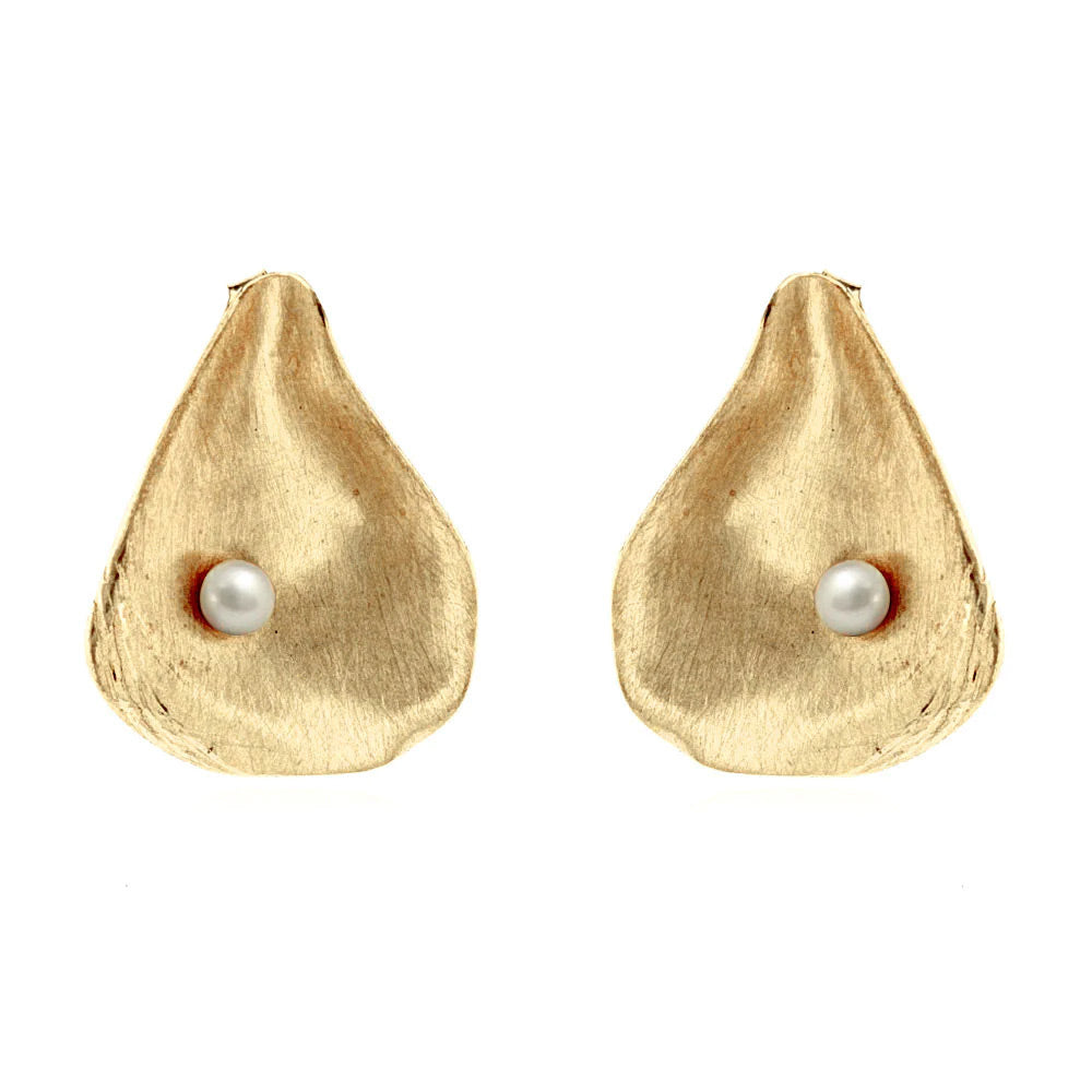 Post Dual Pearl Dangling Tassel Cubic Zirconia Chain 18K Gold Earring –  ZIVOM