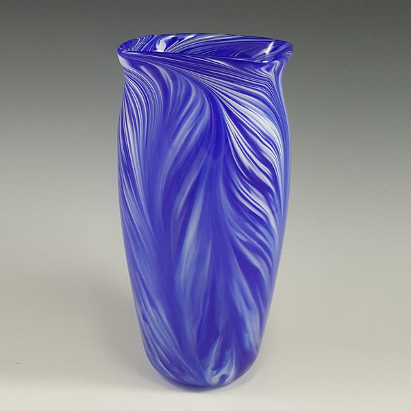 Handcrafted art glass peacock vase by Mark Rosenbaum