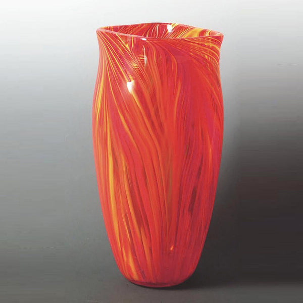 Handcrafted art glass peacock vase by Mark Rosenbaum