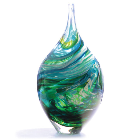Hand-blown teardrop Merge vase by Richard Glass