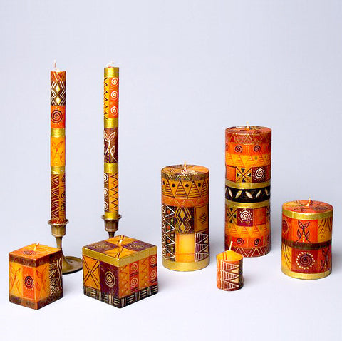 South African Safari Gold hand-painted dripless candles