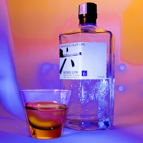 Sugahara Duo Blue-Amber two-tone fused sake/spirits glass