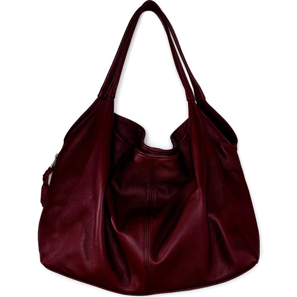 Sven draped leather double strap hobo