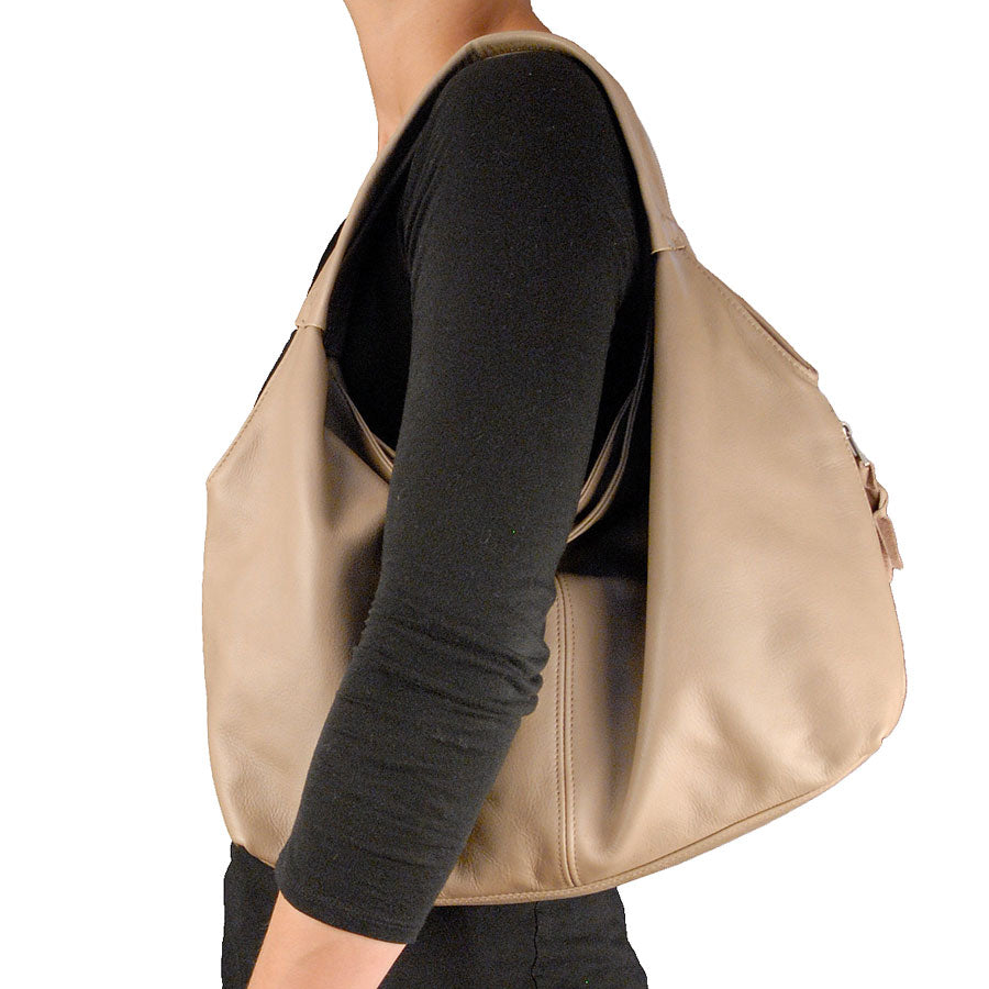 Draped Leather Shoulder Bag Crossbody Tote Hobo Purse Knotted
