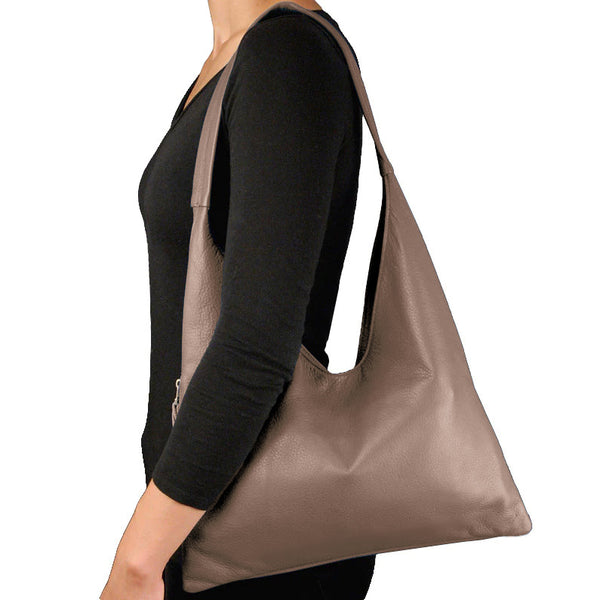 Sven V-top leather hobo with phone pocket