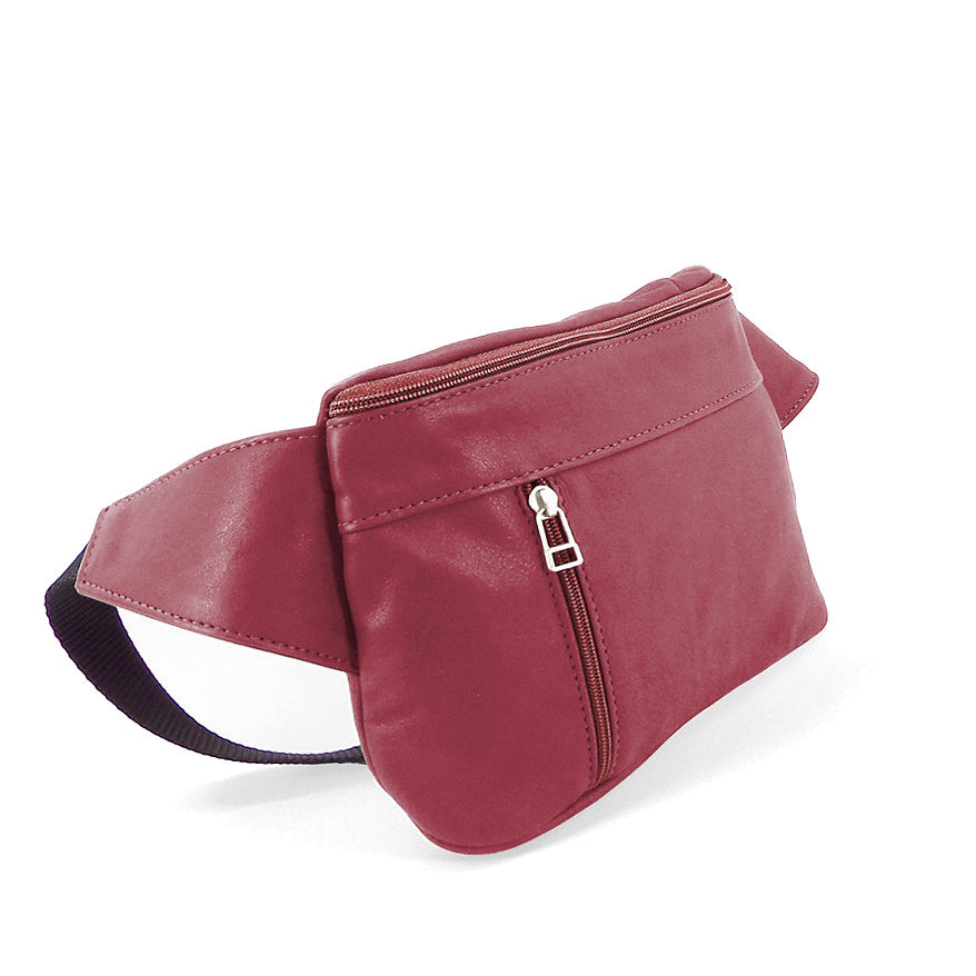 Versatile Leather Fanny Pack Burgundy Hip Bag for Women 