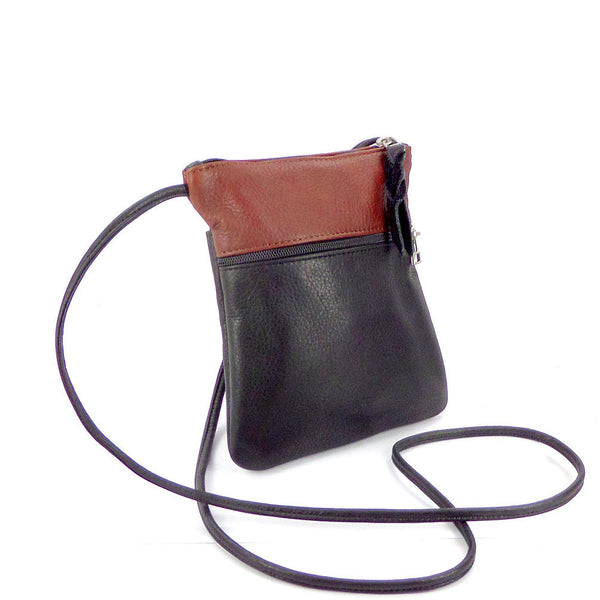 Sven colorblock mini 2-zip leather crossbody bag - Terrestra