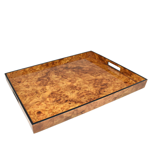 Lacquered wood large serving tray